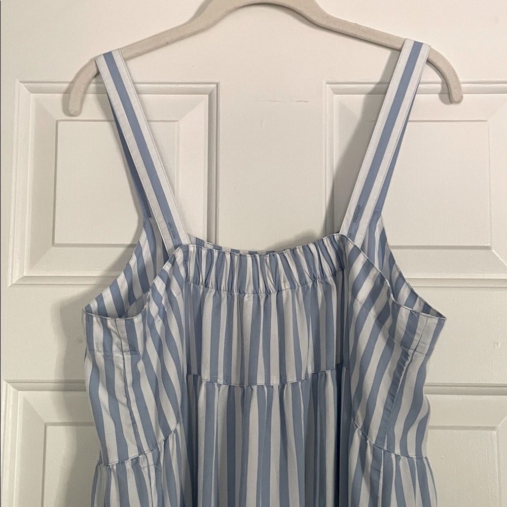 The Drop Women's Britt Tiered Maxi Tent Dress, Blue Bell Stripe - Picture 6 of 8